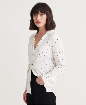 Superdry Blair Revere Collar Blouse Női Ing Fehér | AGJLU7563